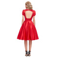 Belle Poque Hollowed Back Kurze Ärmel Red Swing Kleid Retro Pin Up Kleid Vintage 50er Kleid BP000025-2